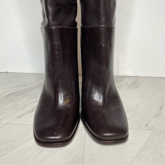 Tory Burch Dark Brown Leather Heeled Tall Boot 6M - Picture 11 of 16